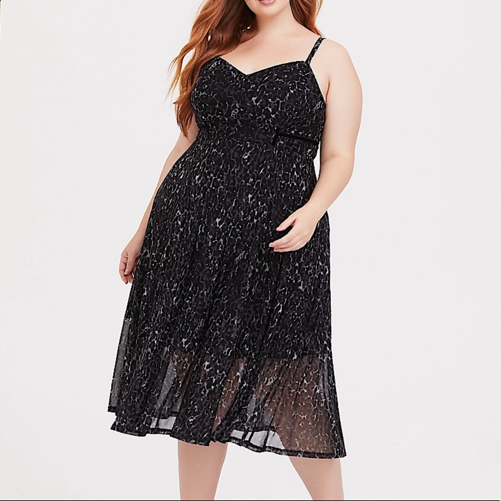 Torrid Leopard Mesh Midi Dress 2 Dark Grey